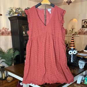 Knox Rose Sleeveless Eyelet Dress - Rust